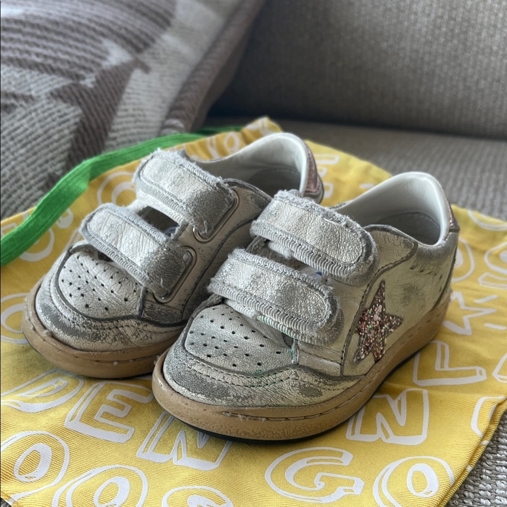 Golden Goose Kid Ball Star Strap Glitter star Sneakers with Velcro